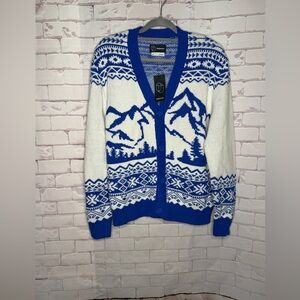NWT Original Use Blue and White Mountain Cardigan